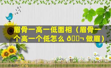 眉骨一高一低面相（眉骨一个高一个低怎么 🐬 做眉）